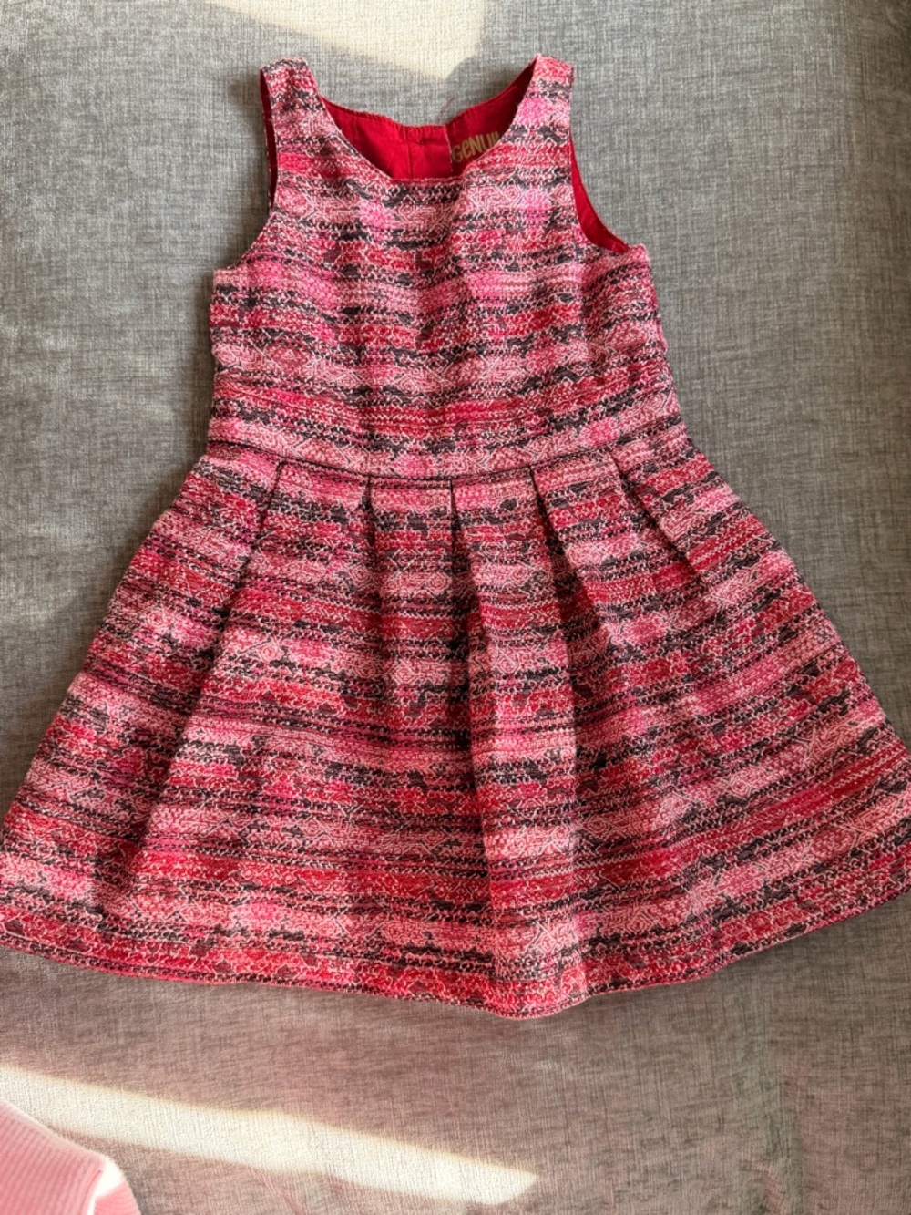 Girls Pink Tweed Fit-and-Flare Party Dress